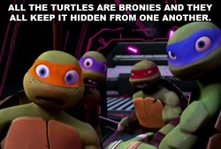 Size: 500x337 | Tagged: safe, derpibooru import, barely pony related, brony, donatello, leonardo, michelangelo, raphael, teenage mutant ninja turtles, text, tmnt 2012, tumblr