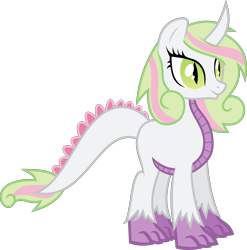 Size: 3847x3898 | Tagged: safe, artist:xebck, oc, oc only, oc:brillante, dracony, hybrid, blank flank, interspecies offspring, offspring, parent:spike, parent:sweetie belle, parents:spikebelle, simple background, solo, transparent background, vector