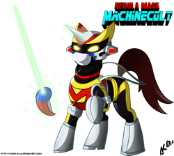 Size: 900x808 | Tagged: safe, artist:cynos-zilla, machineman, nebula mask machineman, ponified, solo