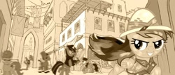 Size: 982x426 | Tagged: safe, daring do, fanfic, sepia, simple background, white background