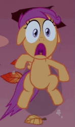Size: 323x546 | Tagged: safe, screencap, scootaloo, sleepless in ponyville, animated, implied scootabuse, scampering, scared, uvula