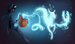 Size: 1700x1000 | Tagged: safe, artist:pon-ee, derpibooru import, oc, oc only, oc:grimhollow, animal, book, glow, magic, patronus, pentagram, spirit