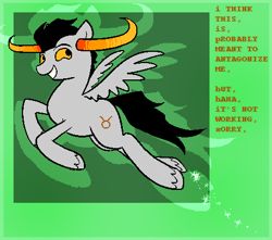 Size: 461x407 | Tagged: safe, derpibooru import, homestuck, ponified, simple background, tavros nitram, text