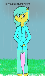 Size: 447x750 | Tagged: safe, artist:kacotheunicorn, sunshower raindrops, anthro, 30 minute art challenge, rain