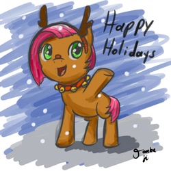 Size: 1000x1000 | Tagged: safe, artist:osakaoji, babs seed, reindeer, christmas, cute, solo