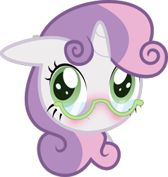 Size: 1678x1760 | Tagged: safe, artist:xebck, sweetie belle, adorkable, blushing, bust, cute, diasweetes, dork, glasses, portrait, simple background, solo, transparent background, vector