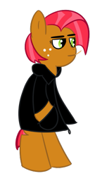 Size: 317x546 | Tagged: safe, artist:krabbshack, derpibooru import, babs seed, earth pony, one bad apple, brown coat, female, filly, freckles, solo, two toned mane