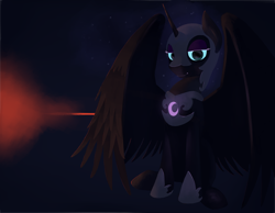 Size: 3000x2333 | Tagged: safe, artist:hiponov, nightmare moon, alicorn, pony, black coat, female, horn, mare, solo, wings