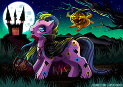 Size: 900x636 | Tagged: safe, artist:anniemsson, twinkles, cat, g1, baby licorice, dream castle, halloween