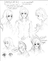 Size: 900x1135 | Tagged: safe, artist:demdoodles, applejack (g1), g1, expressions, humanized