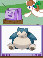 Size: 625x854 | Tagged: safe, derpibooru import, oc, oc:troll-raipony, exploitable meme, lol ur fat, meme, pokémon, snorlax, tv meme