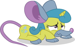 Size: 5000x3154 | Tagged: safe, artist:noxwyll, derpibooru import, lemon hearts, pony, unicorn, luna eclipsed, background pony, clothes, costume, crouching, fake ears, female, mare, mouse costume, nightmare night, nightmare night costume, outfit catalog, scared, simple background, transparent background, vector