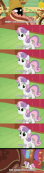 Size: 640x2509 | Tagged: safe, edit, edited screencap, screencap, sweetie belle, sweetie bot, pony, robot, unicorn, stare master, basket, carpet, comic, cute, diasweetes, dilated pupils, female, filly, frown, glare, glowing eyes, happy, hooves, horn, hub logo, image macro, looking at you, looking up, monster, night, open mouth, rawr, rug, smiling, smirk, text, thinking, wide eyes