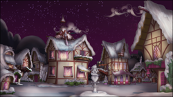 Size: 3840x2160 | Tagged: safe, artist:stinkehund, ponyville, scenery, snow, winter