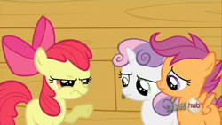 Size: 768x432 | Tagged: safe, screencap, apple bloom, scootaloo, sweetie belle, one bad apple