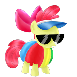 Size: 2000x2000 | Tagged: safe, artist:dragonfoorm, apple bloom, one bad apple, beach ball, simple background, solo, sunglasses, transparent background, visor