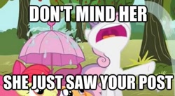 Size: 557x305 | Tagged: safe, edit, edited screencap, screencap, apple bloom, scootaloo, sweetie belle, one bad apple, caption, crying, image macro, ocular gushers