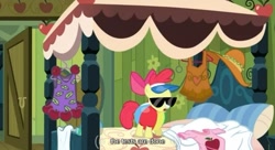 Size: 637x347 | Tagged: safe, screencap, apple bloom, earth pony, pony, one bad apple, female, filly, youtube caption