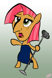 Size: 966x1437 | Tagged: safe, artist:willdrawforfood1, babs seed, one bad apple, barbra streisand, humanized, parody, wat