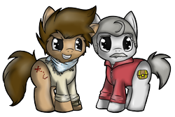 Size: 5104x3432 | Tagged: safe, artist:sweetscribblez, nathan drake, ponified, uncharted, victor sullivan