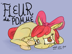 Size: 1280x960 | Tagged: safe, artist:spectralunicorn, apple bloom, earth pony, pony, apple bloom's bow, female, french, red mane, solo, yellow coat