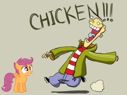 Size: 500x374 | Tagged: safe, scootaloo, chicken, ed, ed edd n eddy, scootachicken