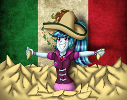 Size: 2186x1717 | Tagged: safe, artist:namygaga, sonata dusk, equestria girls, flag, mexico, north america, sombrero, sonataco, taco, that girl sure loves tacos, united states of america