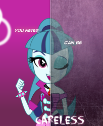 Size: 907x1111 | Tagged: safe, artist:mit-boy, sonata dusk, equestria girls, rainbow rocks, crying, duality, sad, solo, two sided posters