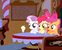 Size: 245x200 | Tagged: safe, screencap, apple bloom, babs seed, diamond tiara, scootaloo, silver spoon, sweetie belle, one bad apple, animated, cutie mark crusaders