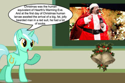 Size: 887x588 | Tagged: safe, lyra heartstrings, chalkboard, christmas, human studies101 with lyra, meme, mick foley, photo, santa claus