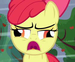 Size: 806x665 | Tagged: safe, apple bloom, earth pony, pony, angry, derp, faic, female, filly