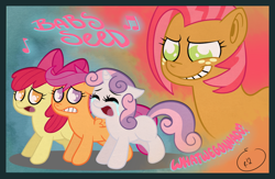 Size: 1150x750 | Tagged: safe, artist:edanarose, apple bloom, babs seed, scootaloo, sweetie belle, one bad apple, crying, cutie mark crusaders