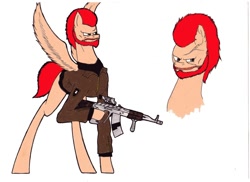 Size: 900x654 | Tagged: safe, artist:exedesf, oc, oc only, pegasus, pony, gun, scar