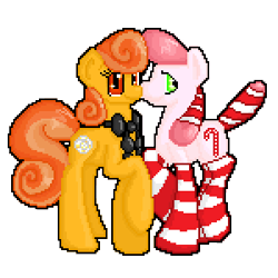 Size: 300x300 | Tagged: safe, artist:robynne, oc, earth pony, pony, digital art, female, lesbian, mare, oc x oc, pixel art, shipping, socks