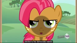 Size: 1920x1080 | Tagged: safe, screencap, babs seed, earth pony, pony, one bad apple, female, filly, youtube caption