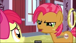 Size: 1920x1080 | Tagged: safe, screencap, apple bloom, babs seed, one bad apple, hub logo, youtube caption