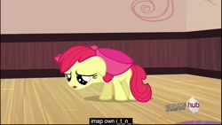 Size: 1920x1080 | Tagged: safe, screencap, apple bloom, earth pony, pony, one bad apple, female, filly, youtube caption