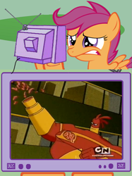 Size: 563x751 | Tagged: safe, scootaloo, pony, drix, exploitable meme, meme, osmosis jones, ozzy and drix, tv meme