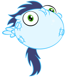 Size: 936x936 | Tagged: safe, artist:zomgitsalaura, soarin', balloonie pony, original species, pegasus, pony, blue coat, blue mane, blue tail, male, solo, stallion, wings