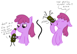 Size: 2000x1404 | Tagged: safe, artist:wolferahm, berry punch, berryshine, alcohol, begging, bottle, drink