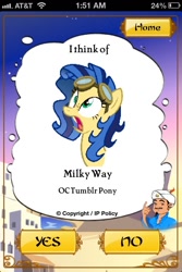 Size: 640x960 | Tagged: safe, oc, oc:milky way, pony, akinator, crossover, female, mare