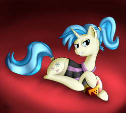 Size: 1500x1350 | Tagged: safe, artist:srk-ares, allie way, pony, unicorn, bowling ball, female, mare, solo, tail wrap