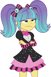 Size: 1342x1995 | Tagged: safe, artist:xebck, pixel pizazz, equestria girls, rainbow rocks, bored, simple background, solo, transparent background, unamused, vector