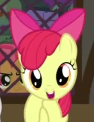 Size: 384x497 | Tagged: safe, apple bloom, babs seed, earth pony, pony, one bad apple, faic, female, filly