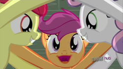 Size: 854x480 | Tagged: safe, screencap, apple bloom, scootaloo, sweetie belle, one bad apple, faic