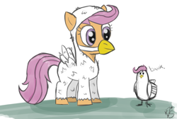 Size: 2200x1475 | Tagged: safe, artist:helhoof, scootaloo, chicken, costume, nightmare night, scootachicken