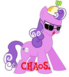 Size: 900x1000 | Tagged: safe, artist:pinkiceygirl, screwball, chaos, hat, propeller hat, sunglasses, swirly eyes