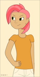 Size: 763x1454 | Tagged: safe, artist:d-m-8-1, babs seed, clothes, female, humanized, simple background, two toned hair