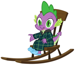 Size: 2290x2000 | Tagged: safe, spike, dragon, bathrobe, clothes, hearth's warming eve, rocking chair, simple background, slippers, solo, transparent background, vector