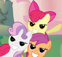 Size: 500x463 | Tagged: safe, apple bloom, scootaloo, sweetie belle, bedroom eyes, cutie mark crusaders, faic, rapeface